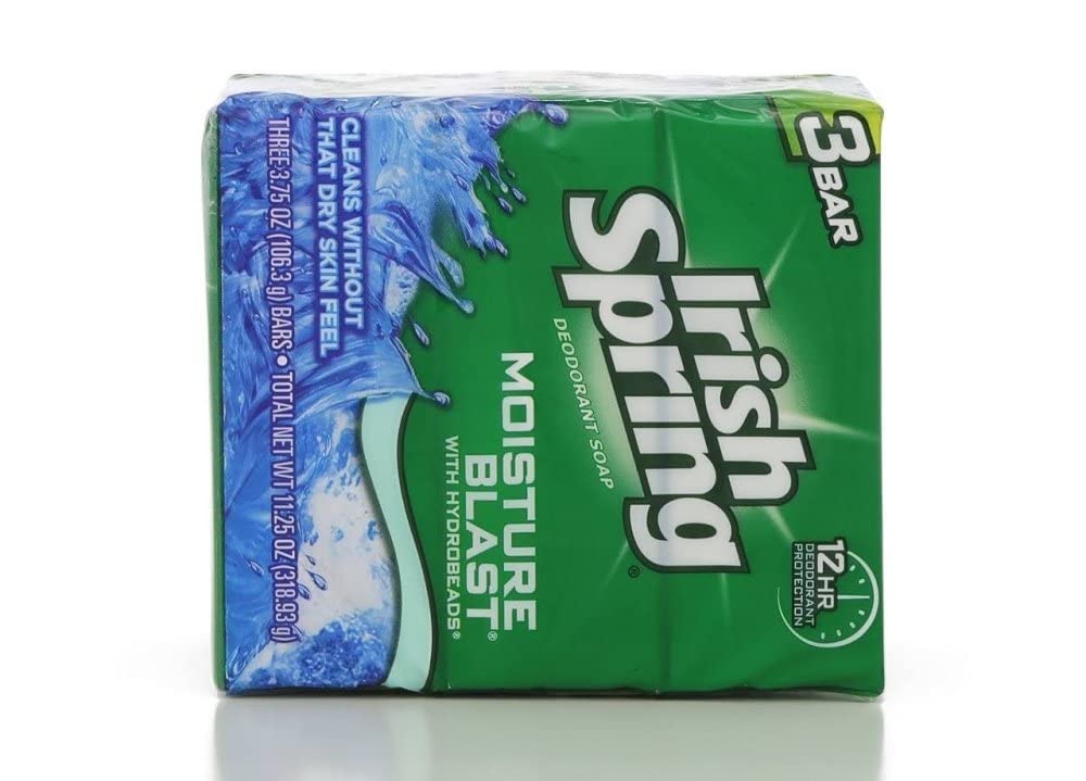 Irish Spring Moisture Blast, piel hidratada tras la ducha, aroma fresco y cómodo.