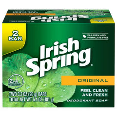 Irish Spring Original: textura suave y fragancia duradera en la barra.