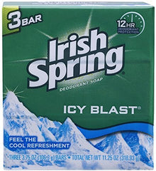 Paquete doble de jabón Irish Spring Icy Blast con tres barras por paquete.
