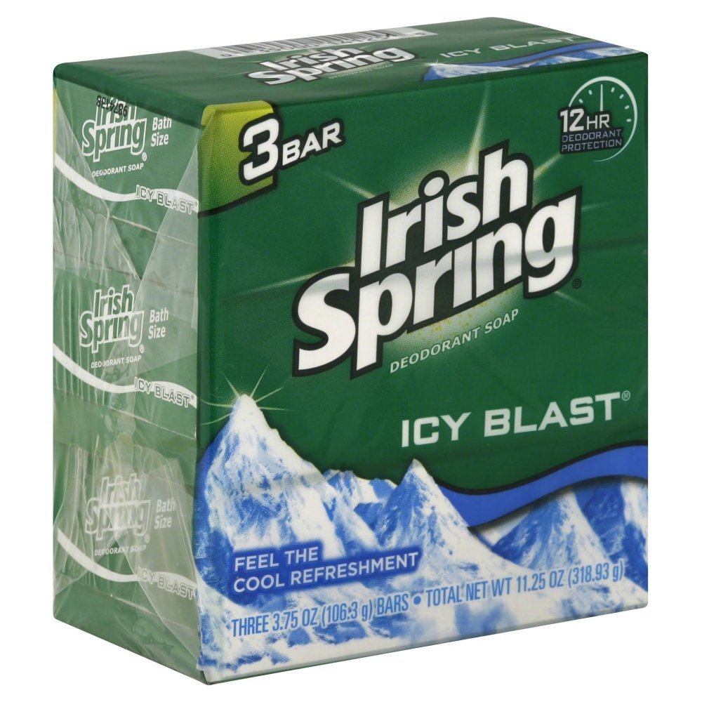 Presentación compacta de Irish Spring Icy Blast para viajes o gimnasio.