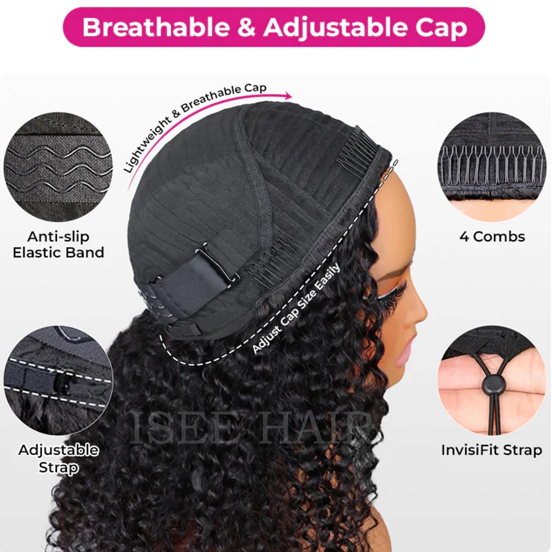 ISEE cap size 21-22.5 inch for comfortable fit.