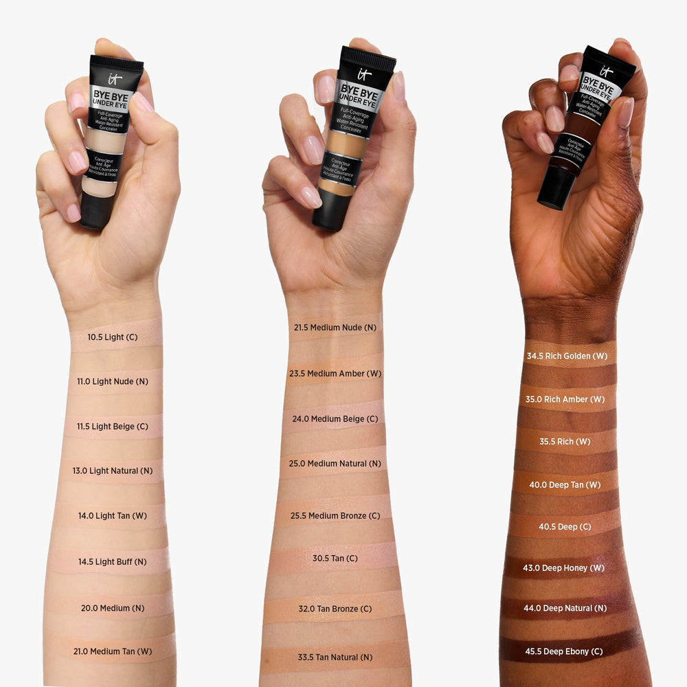 IT Cosmetics Bye Bye Under Eye Concealer résistance à l’eau et couvrance prolongée.