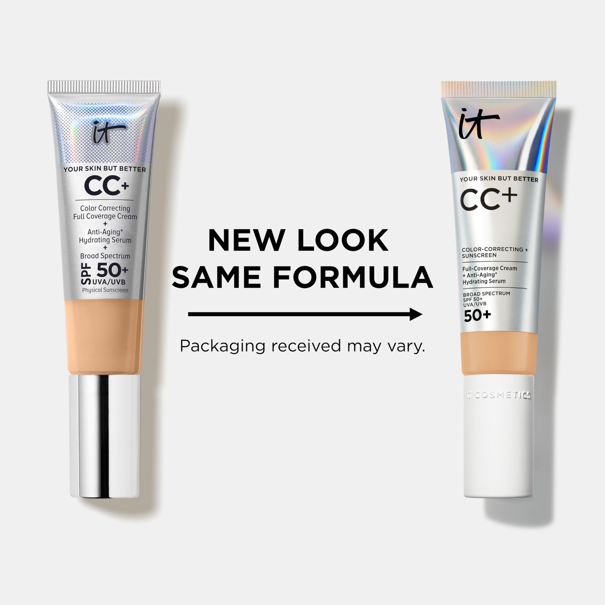 IT Cosmetics CC+ Cream travel-sized bottle ideal for on-the-go touchups.