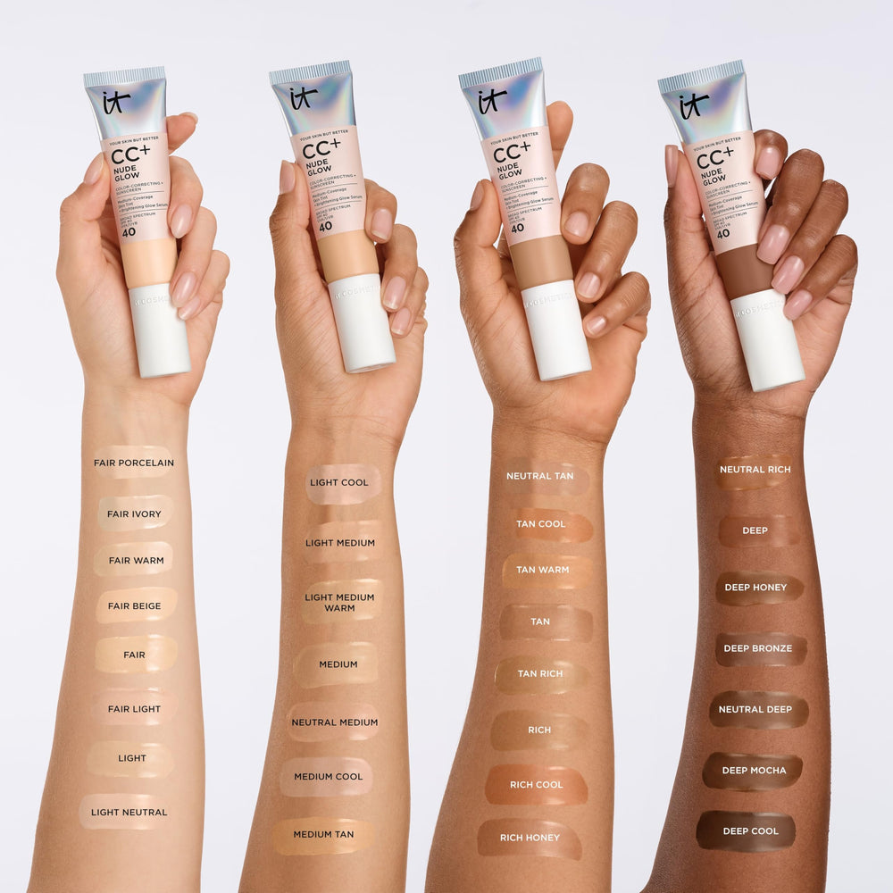 IT Cosmetics CC+ Nude Glow, niacinamida 2% para brillo y refinamiento de textura