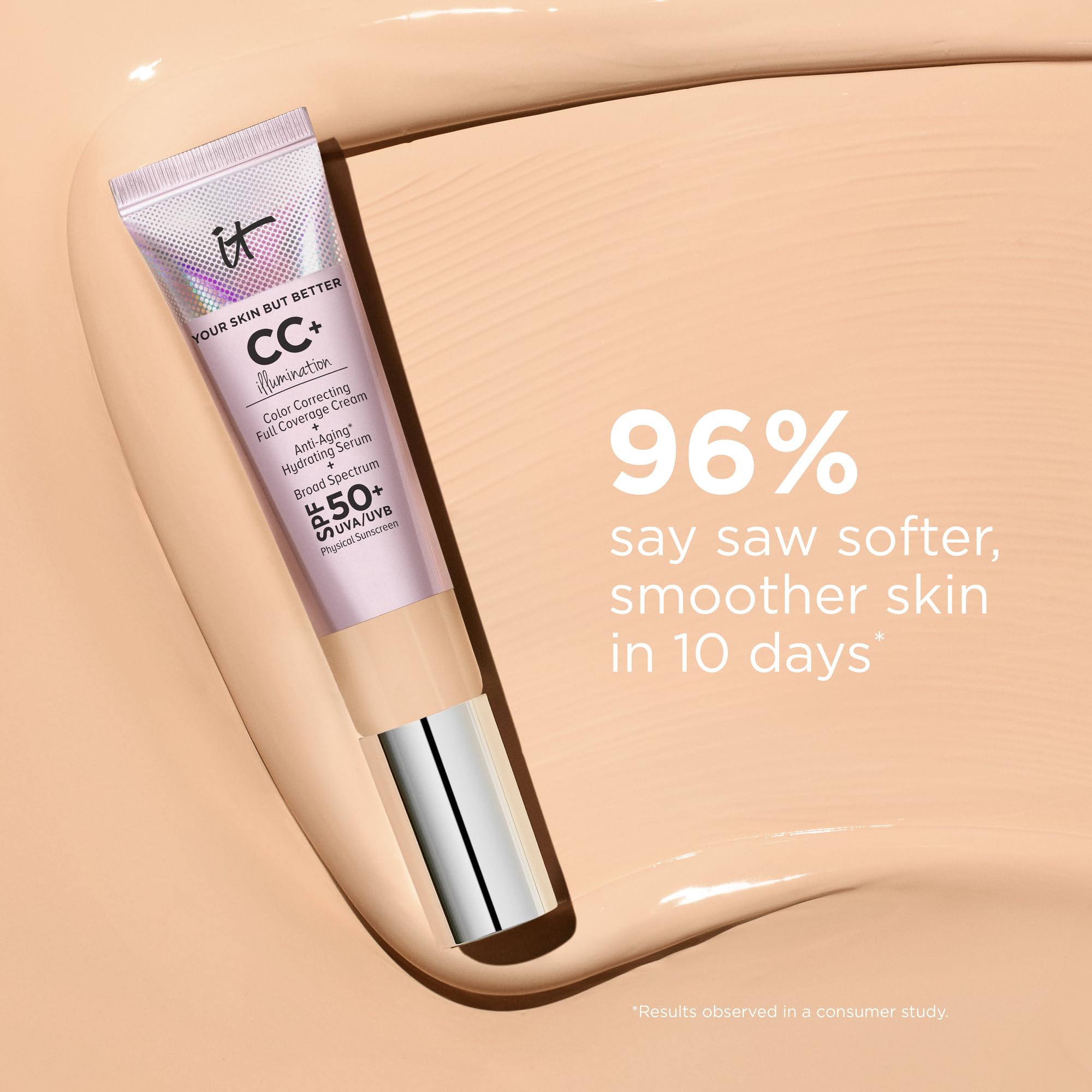 IT Cosmetics CC+ Illumination: contiene colágeno y péptidos para firmeza