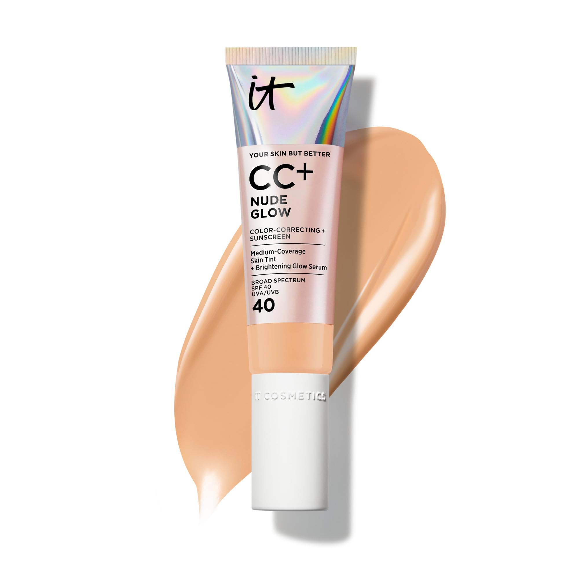 IT Cosmetics CC+ Nude Glow bote de base ligero con brillo saludable
