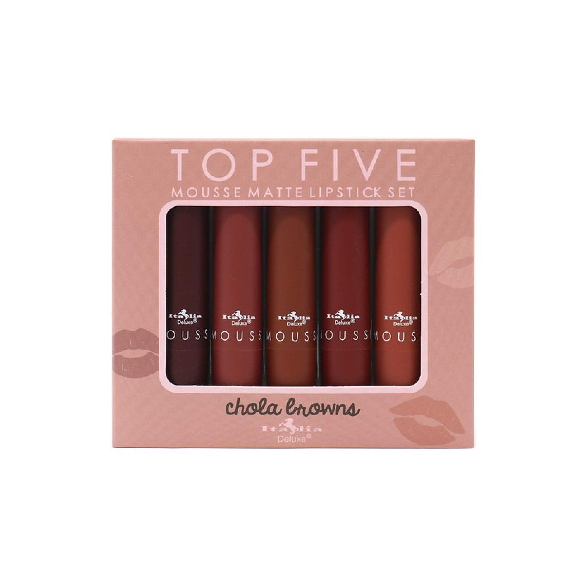 Italia Deluxe barra de labios mousse matte en empaque elegante para viaje