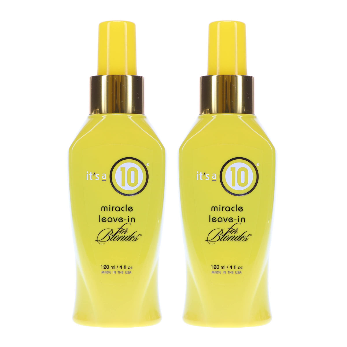 Its A 10 Blonde Leave-In, botella 4 oz, para brillo suave y control de tonos amarillentos.