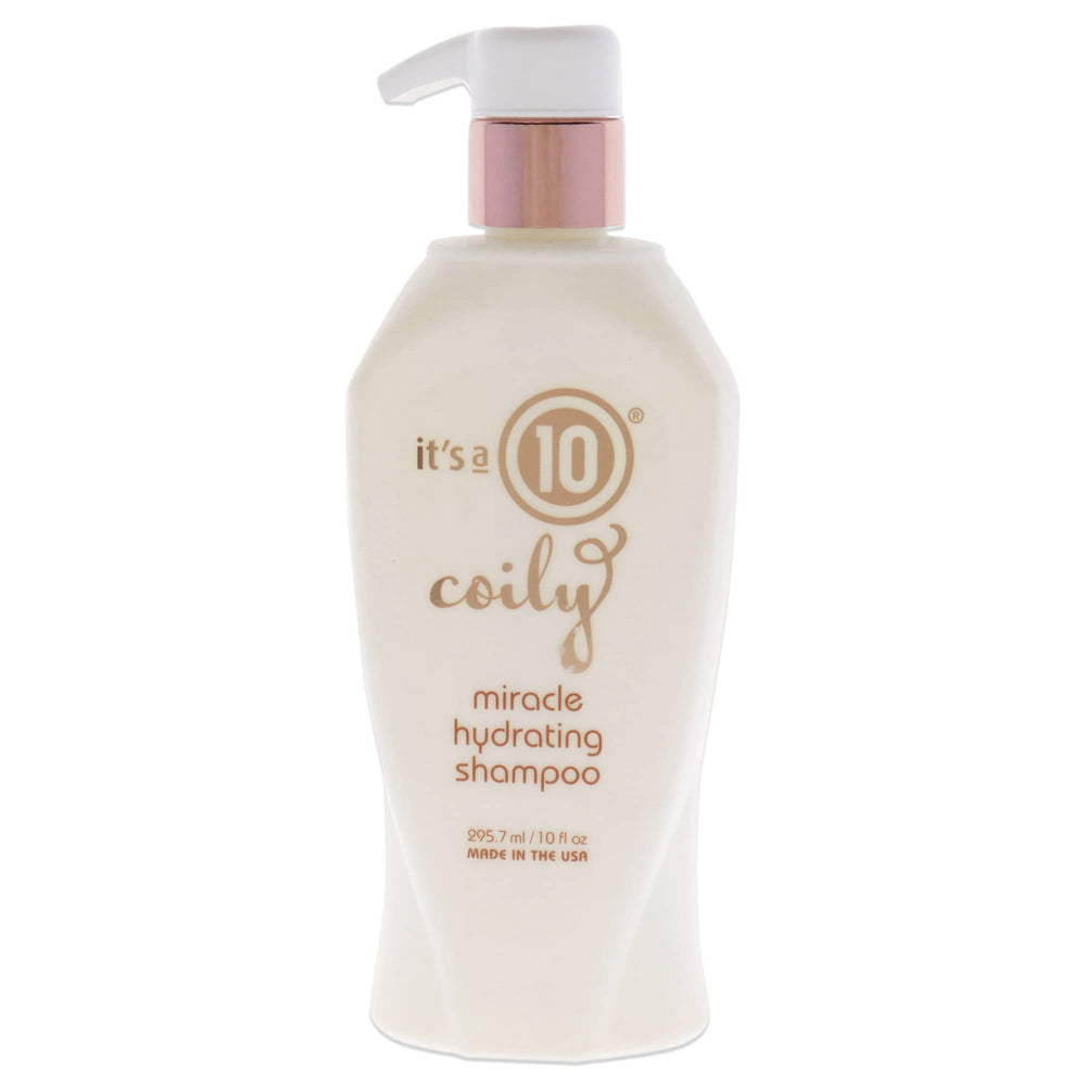 Its A 10 Coily Miracle Hydrating Shampoo: botella, lavado suave para cabello delicado.