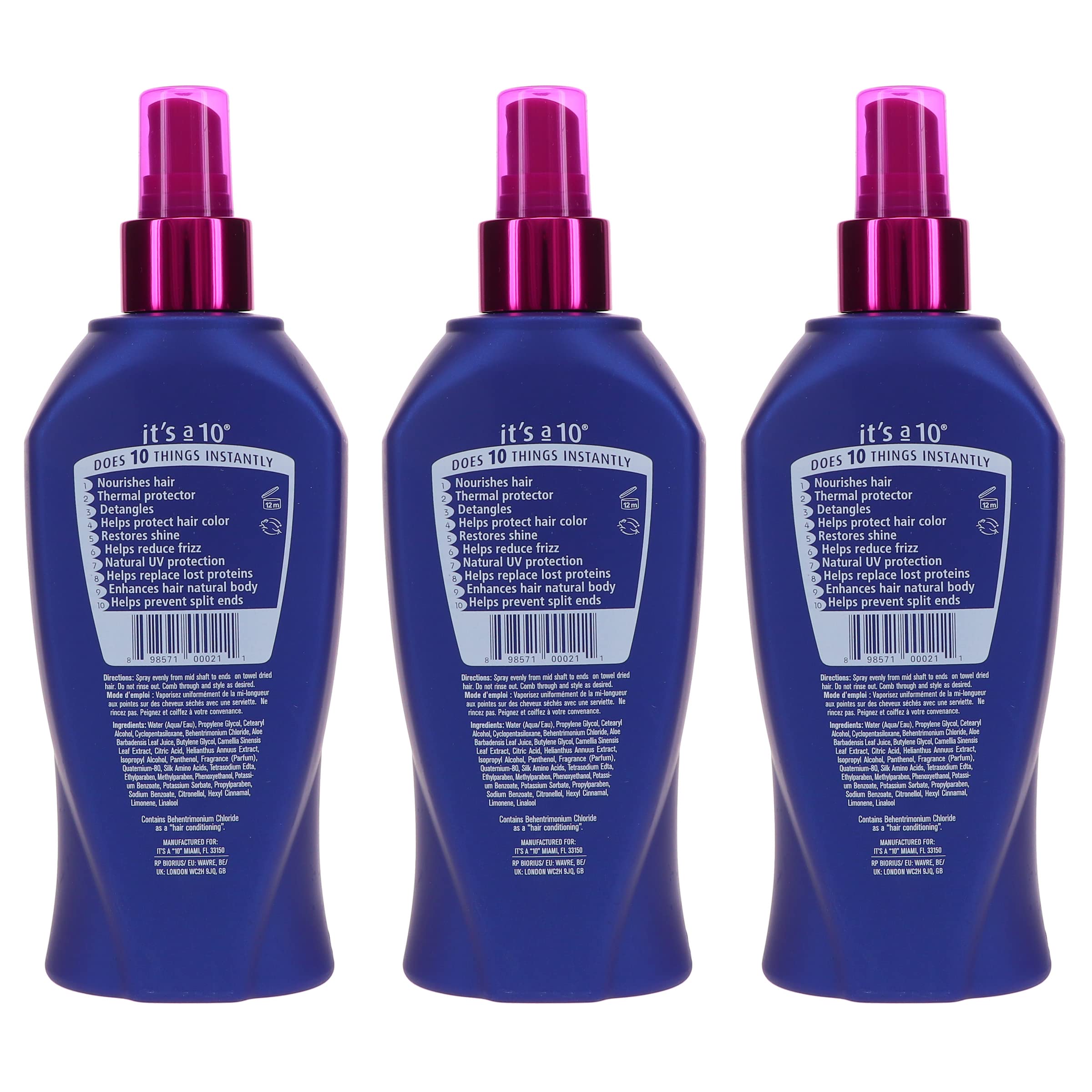 Its a 10 Haircare Miracle Leave-In, brillo saludable que protege y suaviza el cabello.