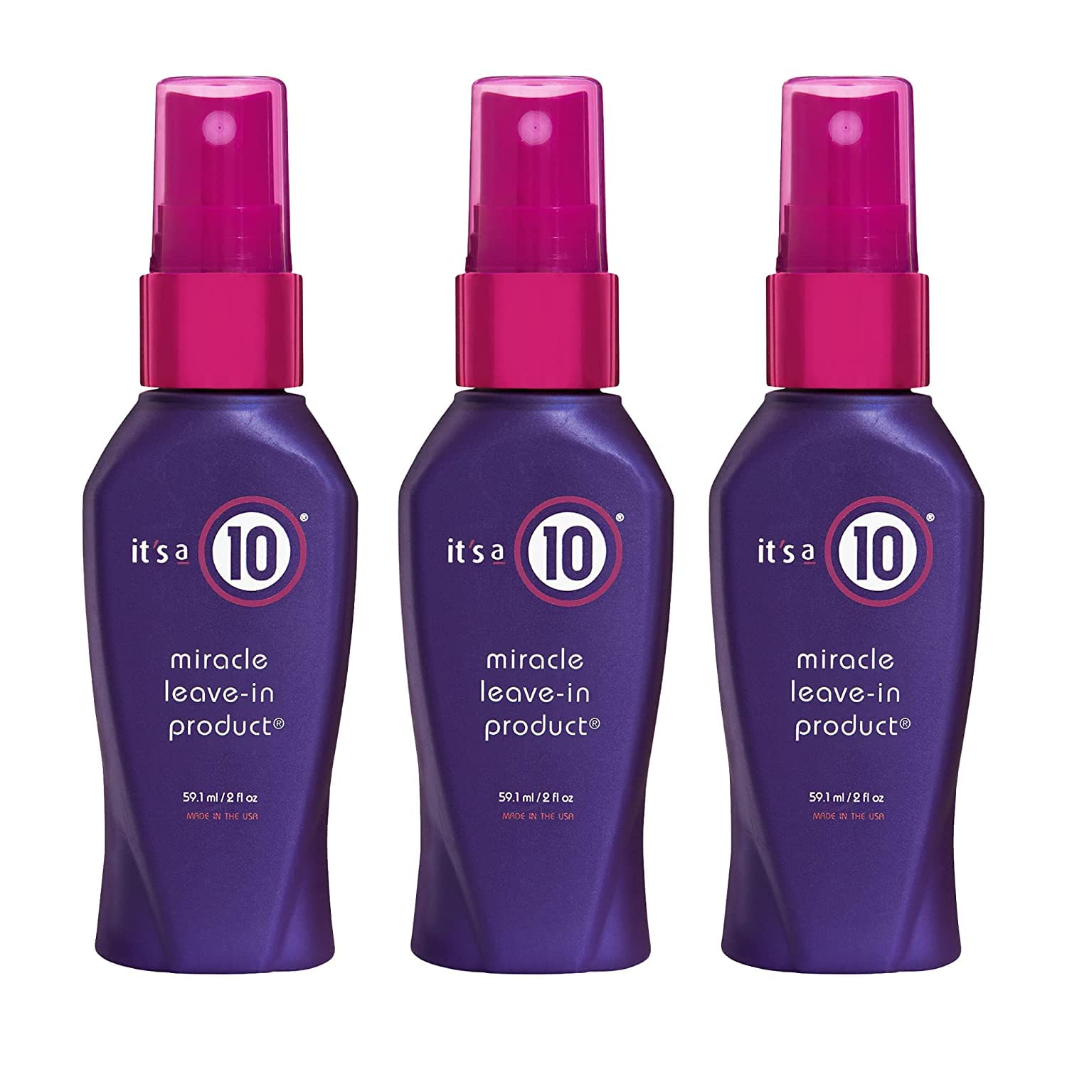 Miracle Leave-In de It's a 10 Haircare, bote de 2 oz, paquete de 3, suaviza y aporta brillo.