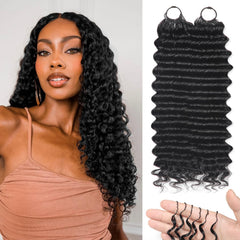 IVCoco cabello crochet humano de onda profunda, 18 pulgadas, acabado suave y natural.