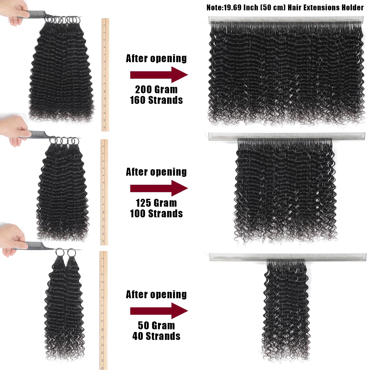 IVCoco extensiones crochet humano pre-separadas, 50 g, sensación suave para peinado rápido.