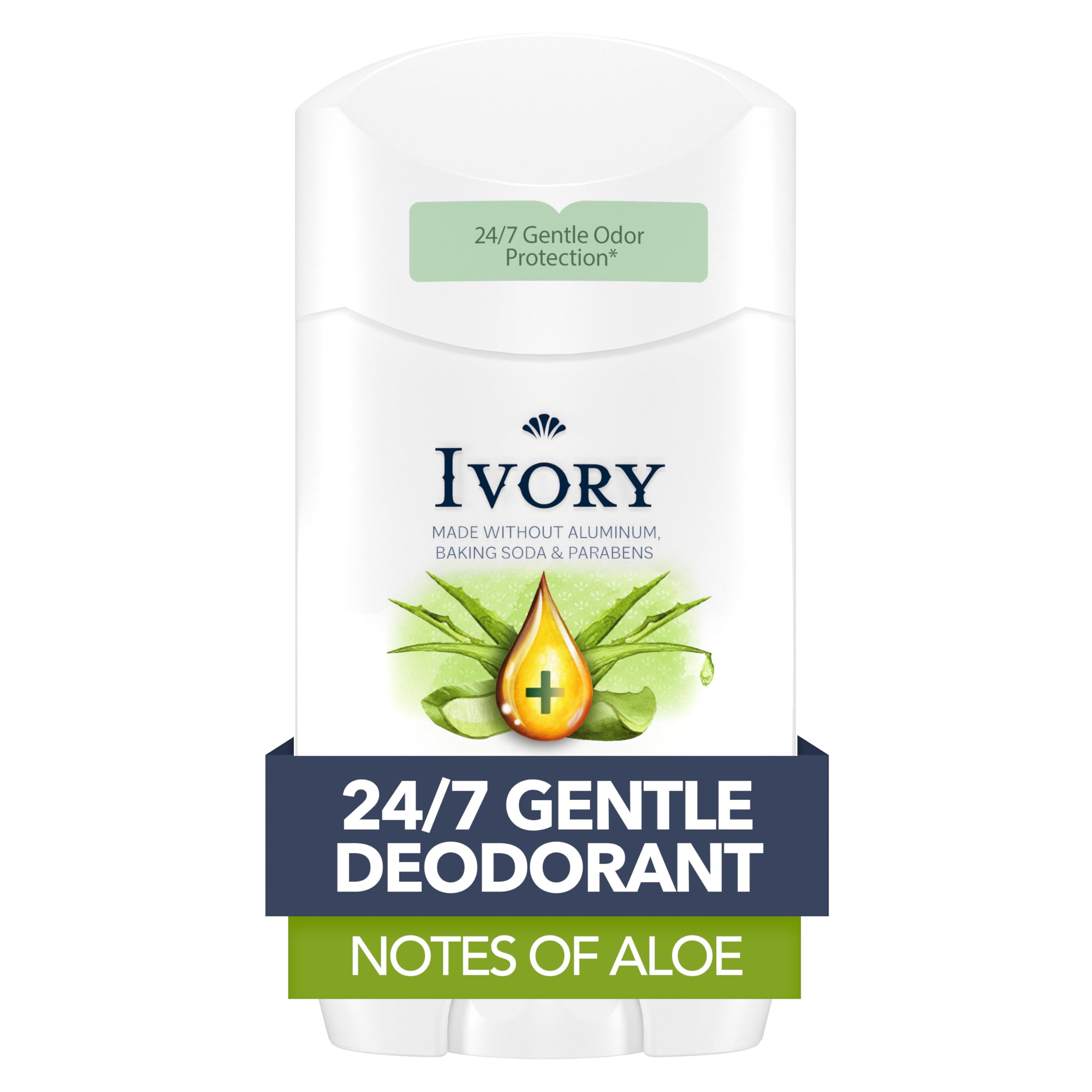 Ivory desodorante sin aluminio, notas de aloe para frescura duradera