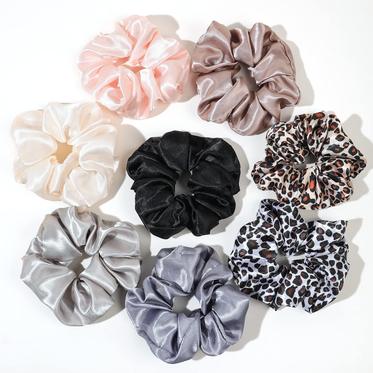 Ivyu gomas satinadas, juego de 8 piezas grandes, soporte suave para el cabello.
