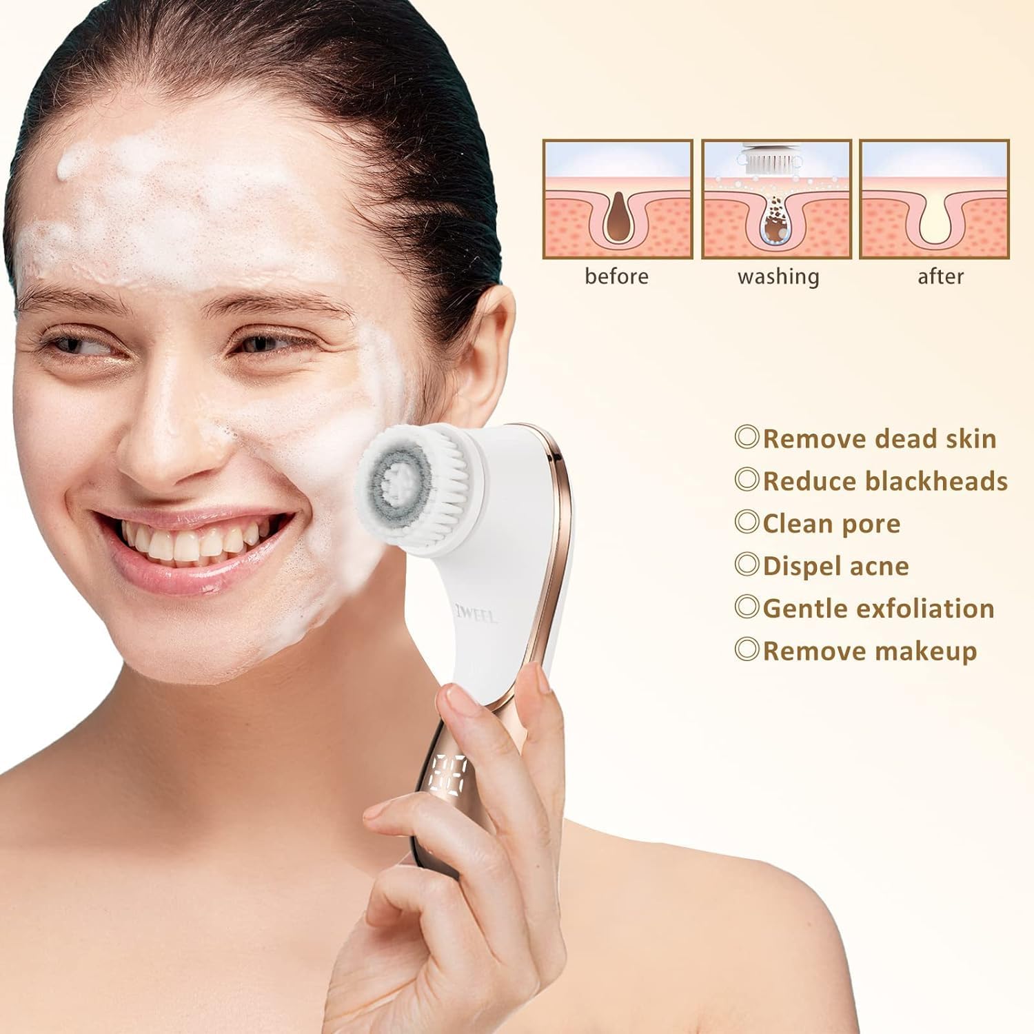 IWEEL cabeza silicona para higiene suave y hipoalergénica