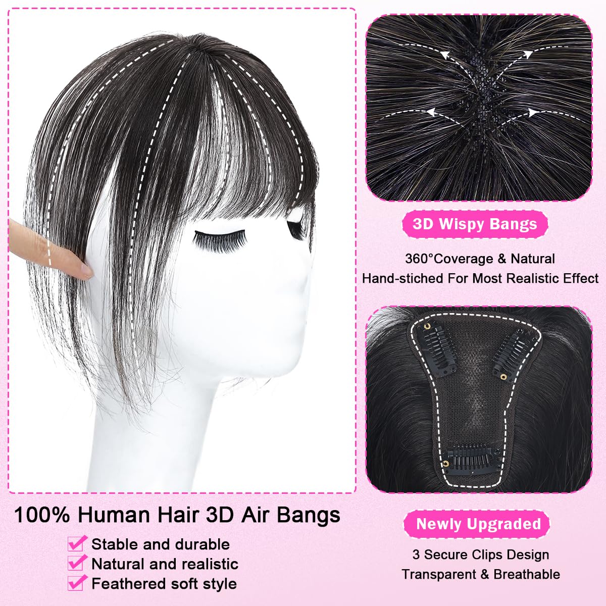 Iwig cabello humano 100% suave y manejable para peinados versátiles.
