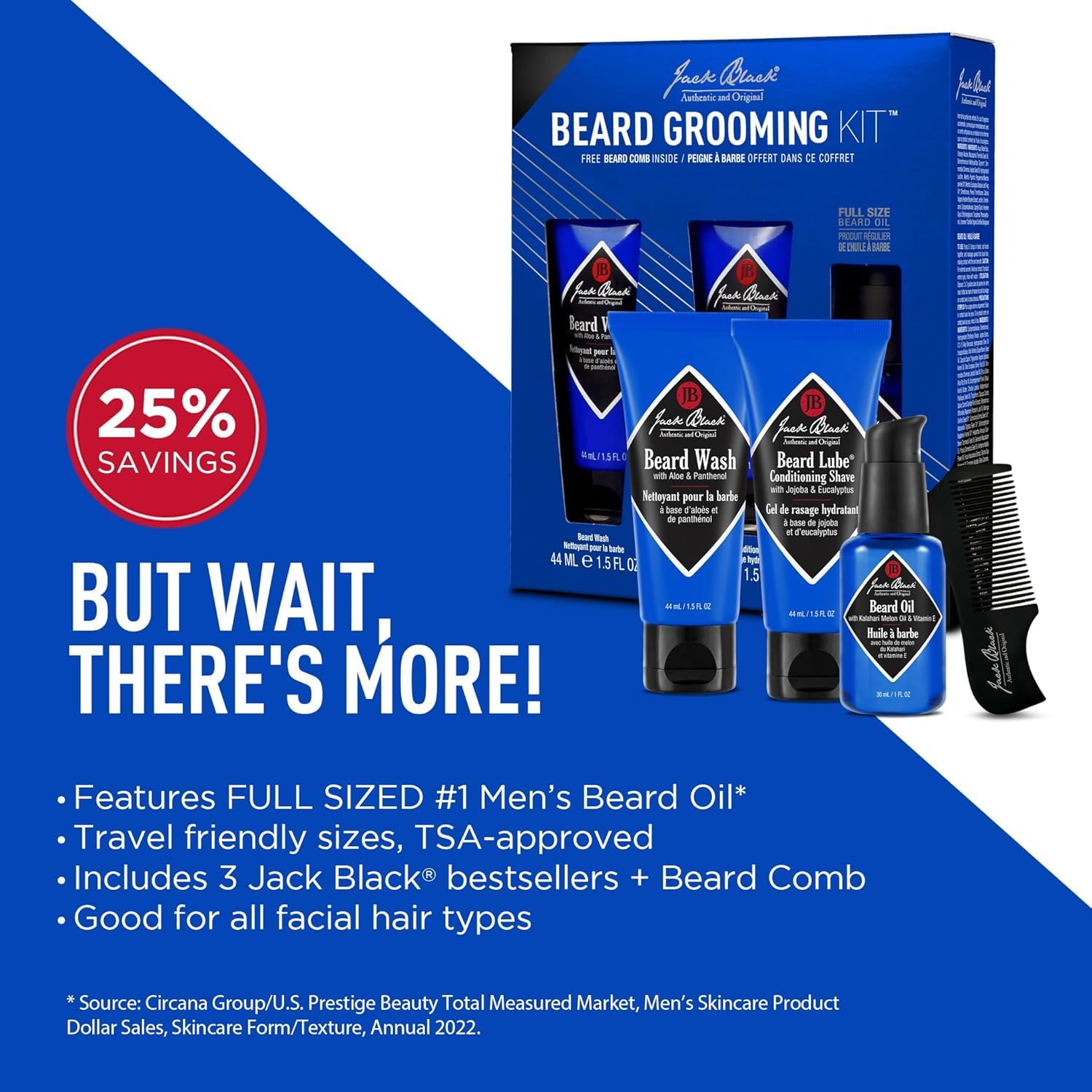 Peigne barbe Jack Black pour démêler et maîtriser les poils.