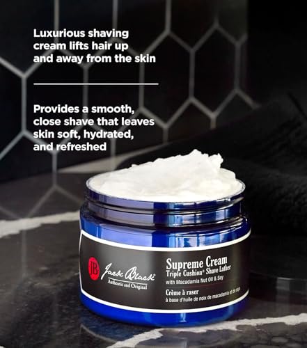 Shave brush with Jack Black Supreme Cream for even application and glide