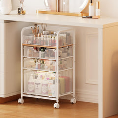 Carrito Jakyitvi de maquillaje con 4 niveles y divisores para organizar productos.