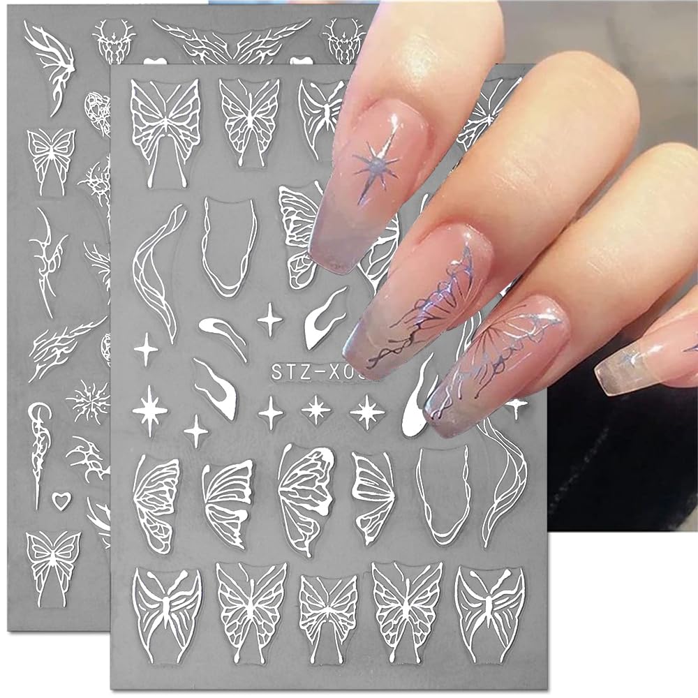 Pegatina Jaliya 3D mariposa aurora rosa para uñas, estilo festivo.