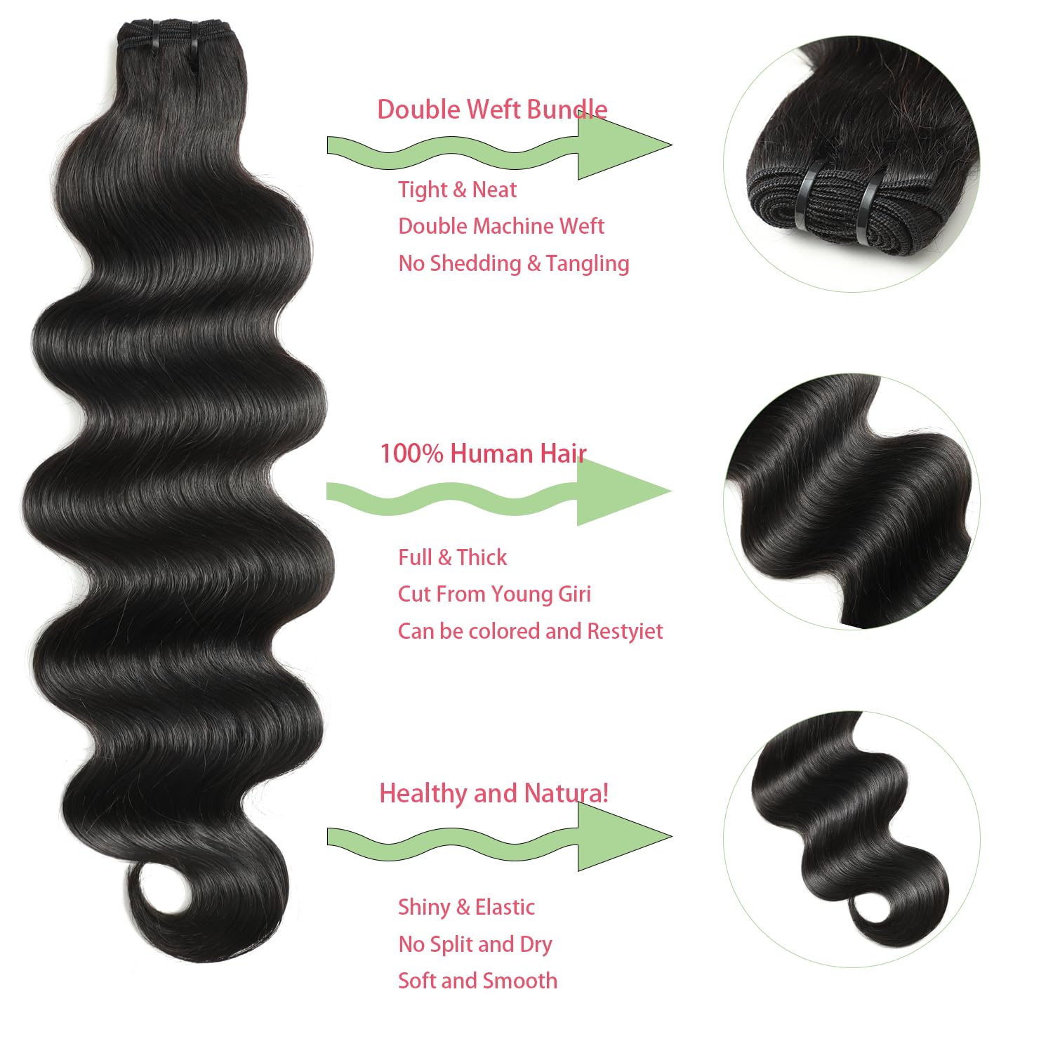 Jaliyah bundles con urdido doble cabello resistente y duradero