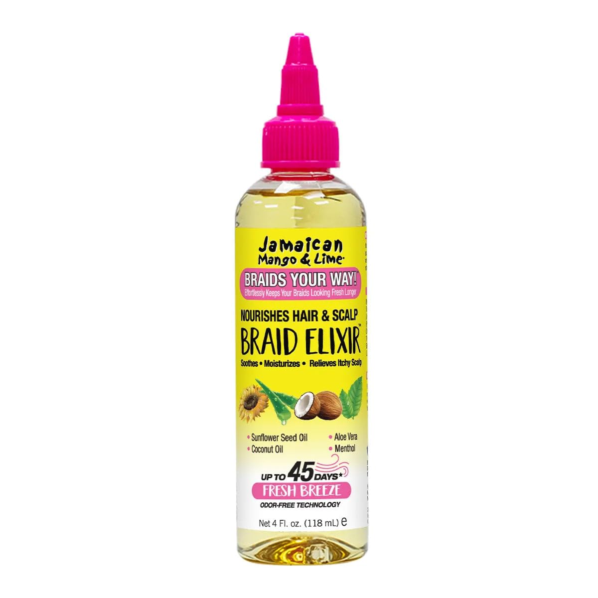 Elixir Jamaican Mango & Lime en botella para trenzas, hidratación ligera