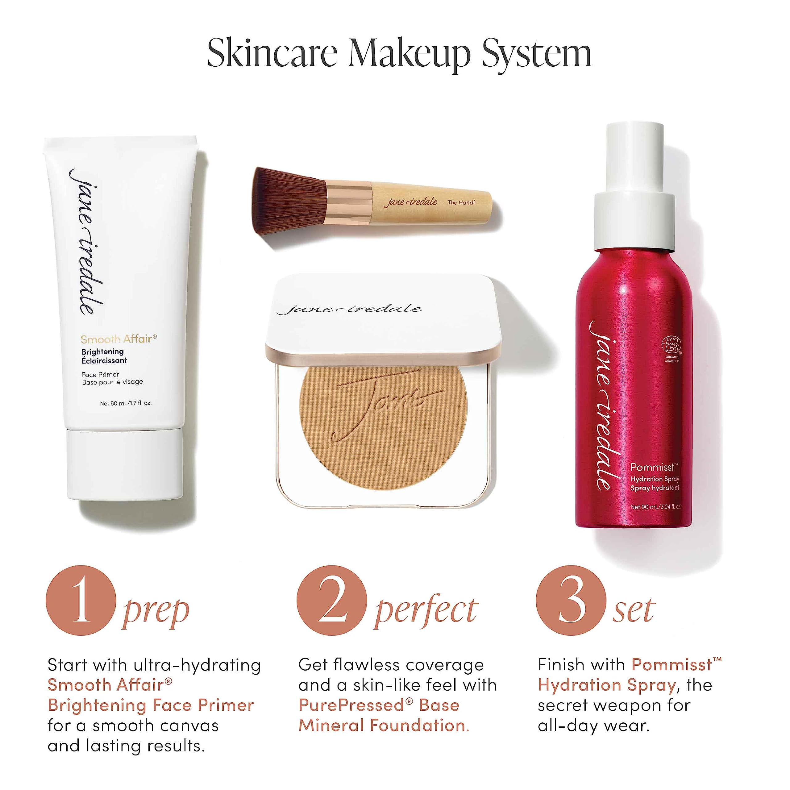 Jane Iredale PurePressed Base, resistente al agua hasta 40 minutos.