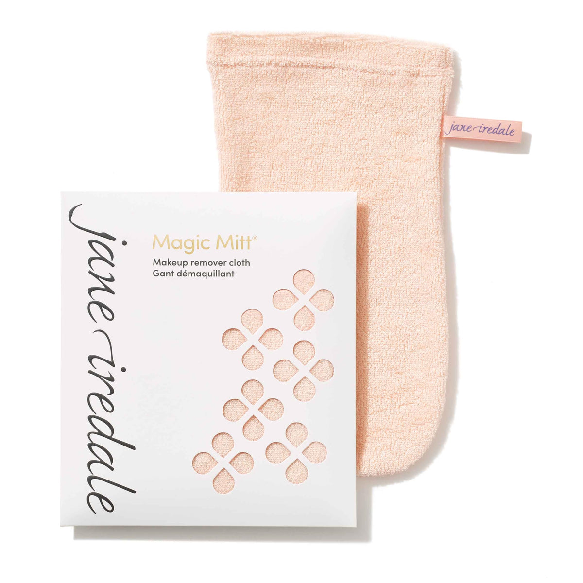 Jane Iredale Magic Mitt, toalla de microfibra, desmaquilla con agua tibia.