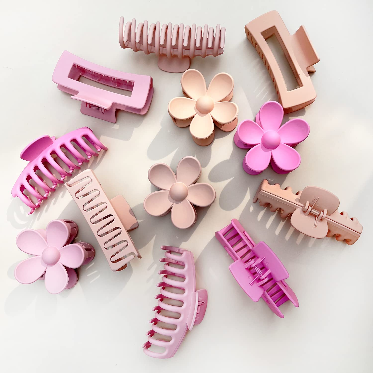 JANFUN conjunto de clips rosa variados para distintos peinados diarios.