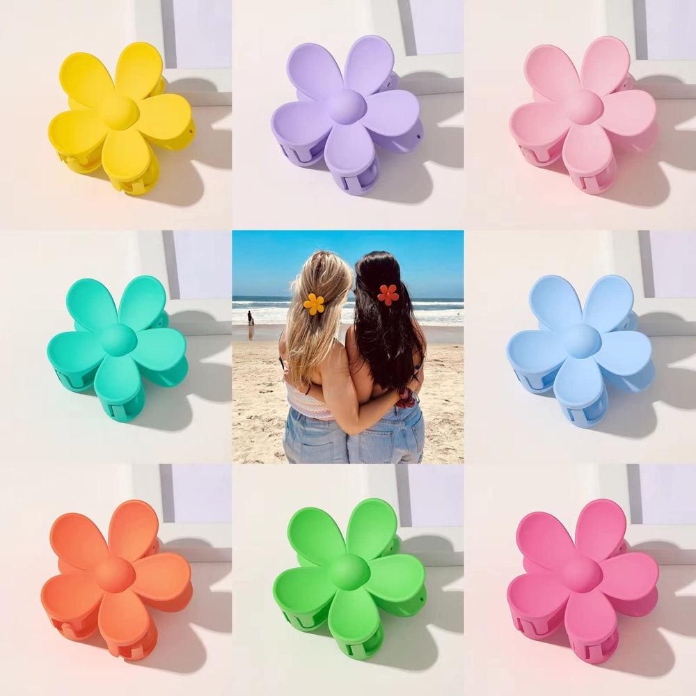 Pinzas flor JANFUN color azul, agarre estable para cabello fino.
