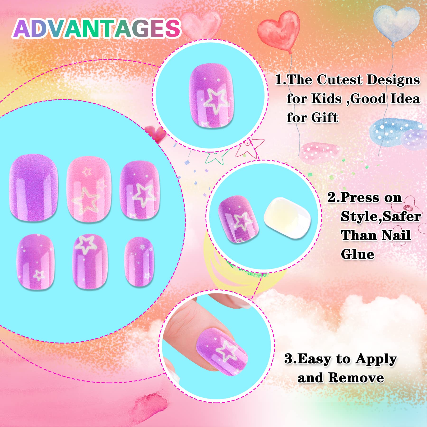Patrones lindos en uñas JANYUN, peces y estrellas para decoración divertida.