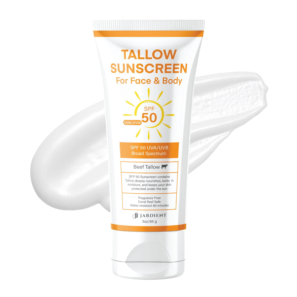 Jardient protector solar con sebo de vaca en envase, protección SPF 50 para uso diario