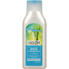 JASON Biotin Shampoo Lavanda: botella frontal para cabello más fuerte.