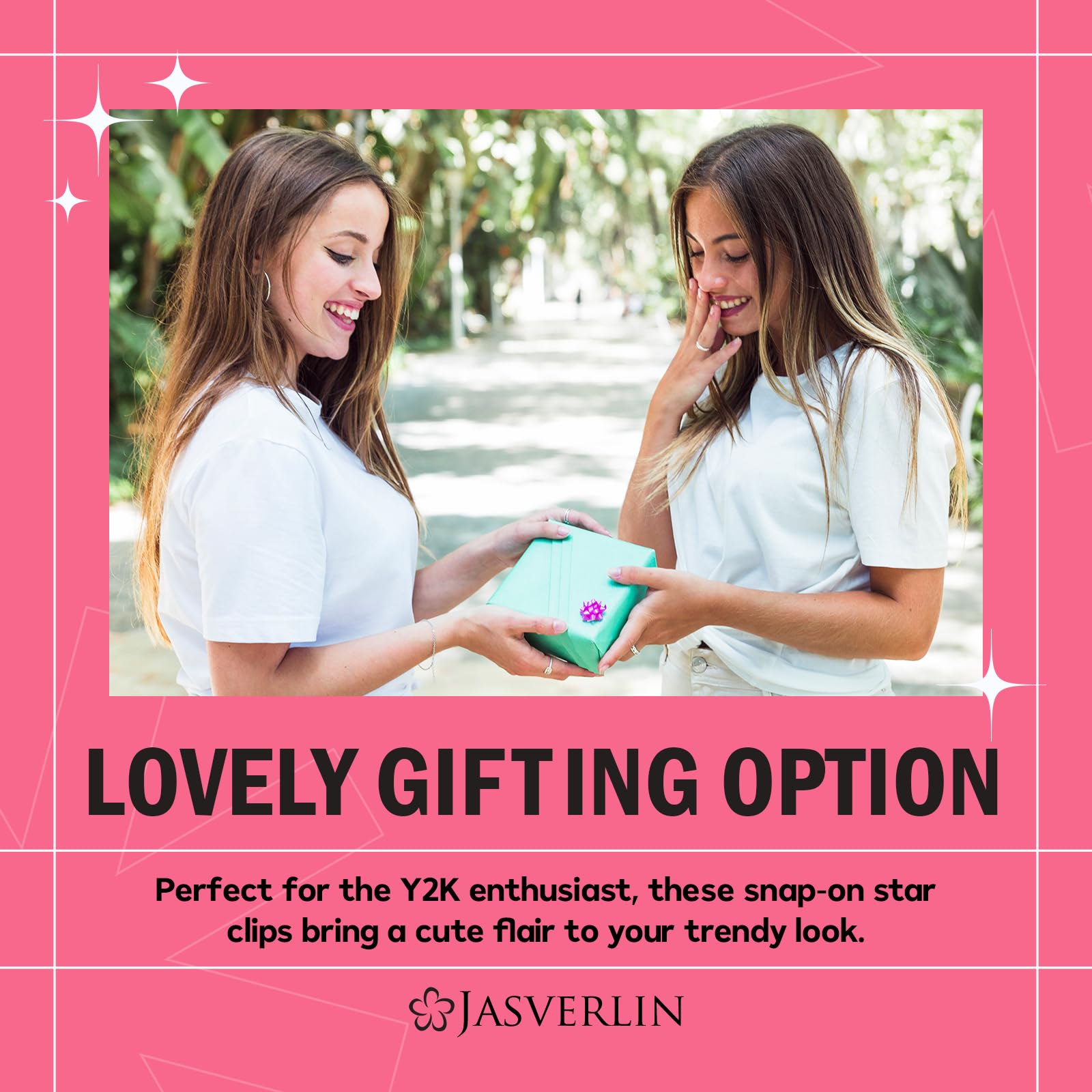 Clip estrella rosa con glitter pequeño de JASVERLIN ofrece brillo duradero.
