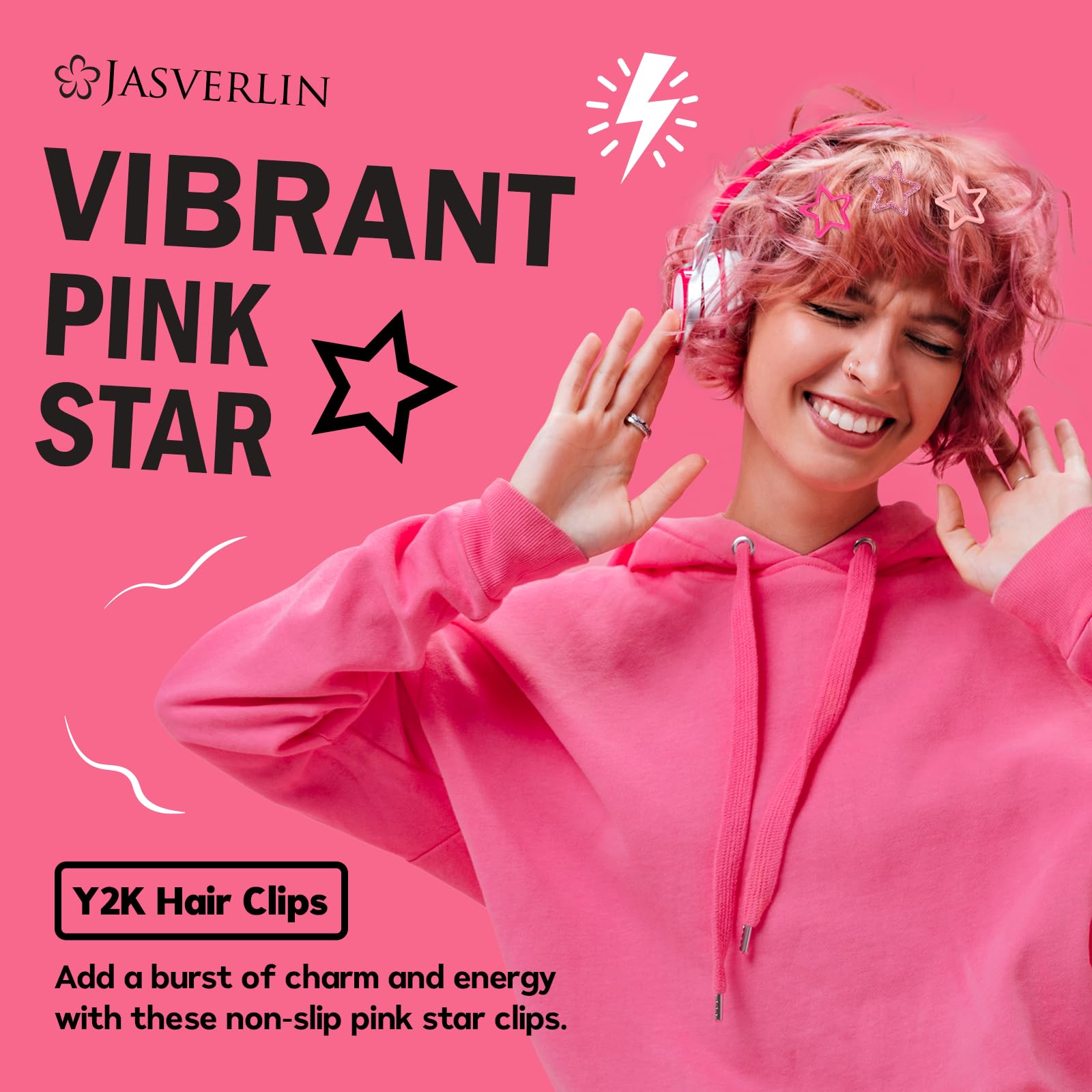 Clip estrella fucsia pequeño de JASVERLIN añade destellos a cualquier estilo.
