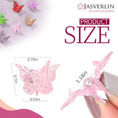 Pinza JASVERLIN mariposa brillo mini, colores llamativos para recogidos rápidos.