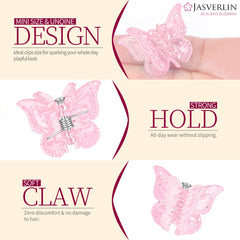 Pinza mariposa brillo mini de JASVERLIN, diseño compacto para viaje.