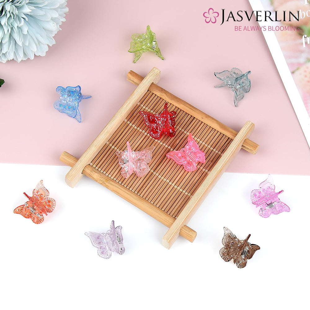 Pinza JASVERLIN mariposa brillo mini, compacto y resistente para uso diario.