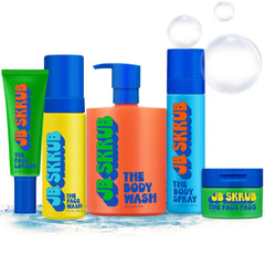 JB SKRUB gel de ducha infantil, espuma suave que hidrata y deja aroma cítrico.