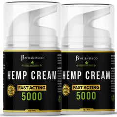 JB Wellness Co: crema de cáñamo, bote visible, alivio suave y no grasa.