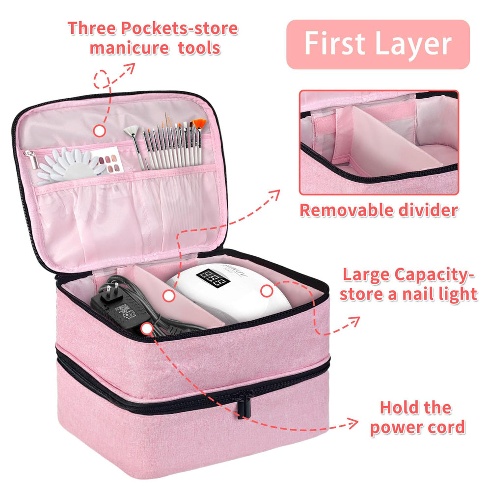 Jenlan diseño doble capa con divisor ajustable para ordenar esmaltes y accesorios.