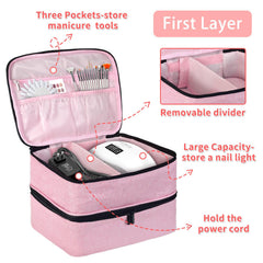 Jenlan diseño doble capa con divisor ajustable para ordenar esmaltes y accesorios.