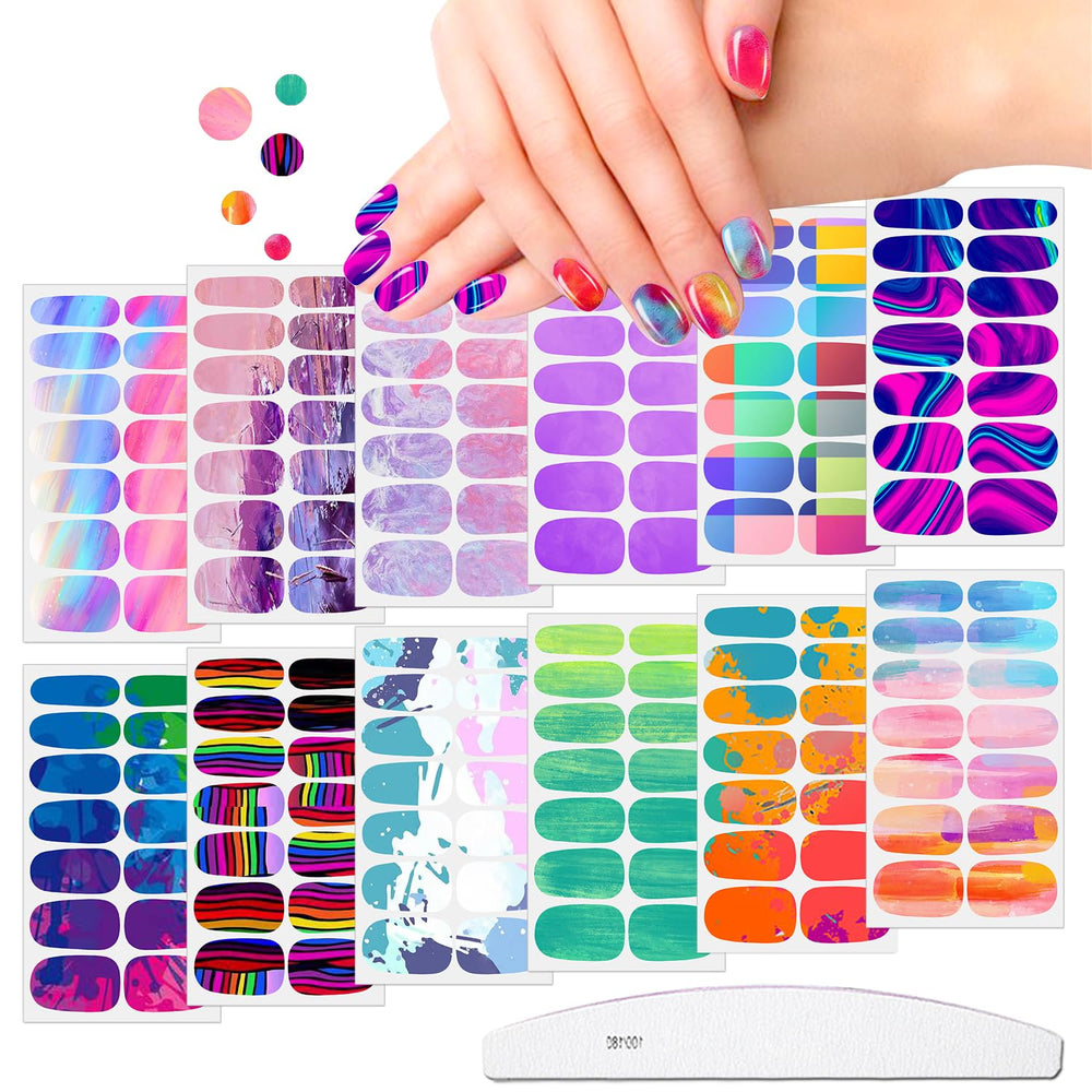 Pegatinas Jerclity con degradado aurora para uñas, estilo vibrante en casa.