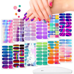 Pegatinas Jerclity con degradado aurora para uñas, estilo vibrante en casa.