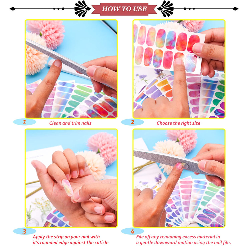 Jerclity: 12 hojas, 168 piezas, kit práctico para bricolaje de uñas.
