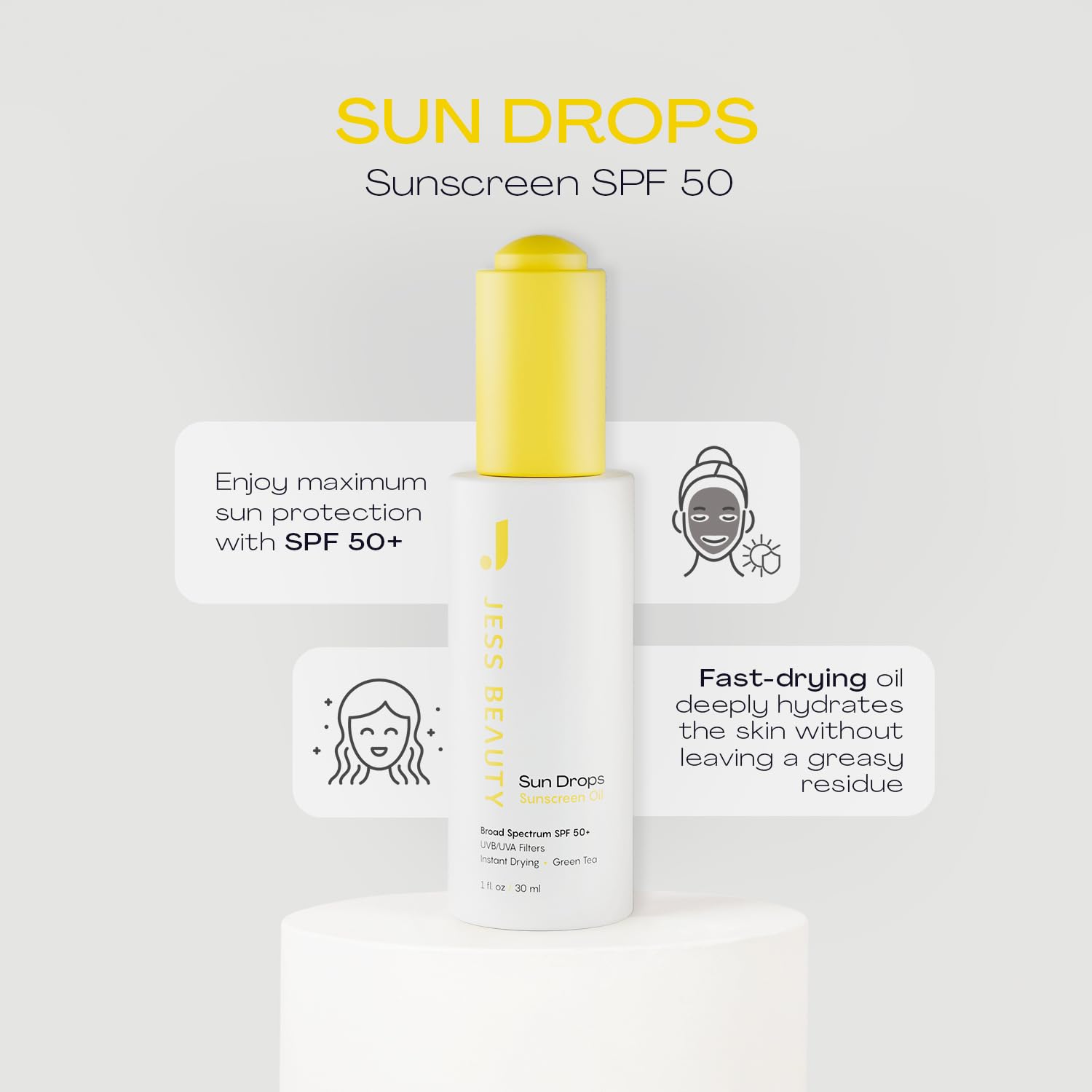 La textura ligera de JESS BEAUTY Gotas Solares se absorbe rápido y sin grasa