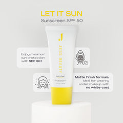 Let it Sun acabado mate para maquillaje sin rastro blanco.