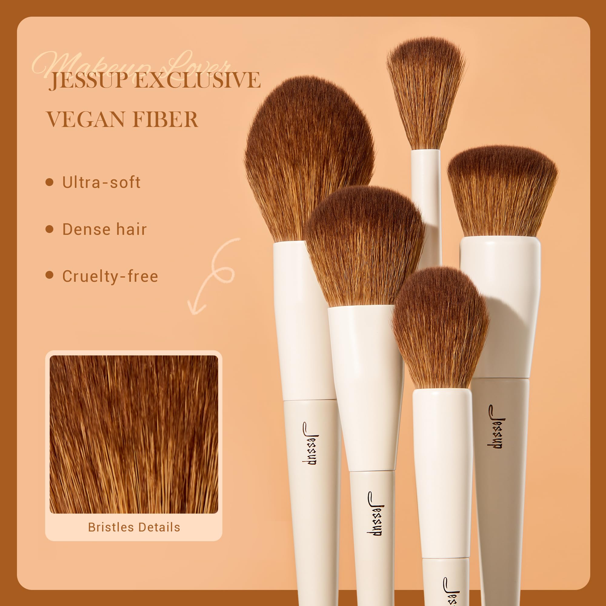 Pinceau poudre effilé Jessup, application homogène du maquillage.