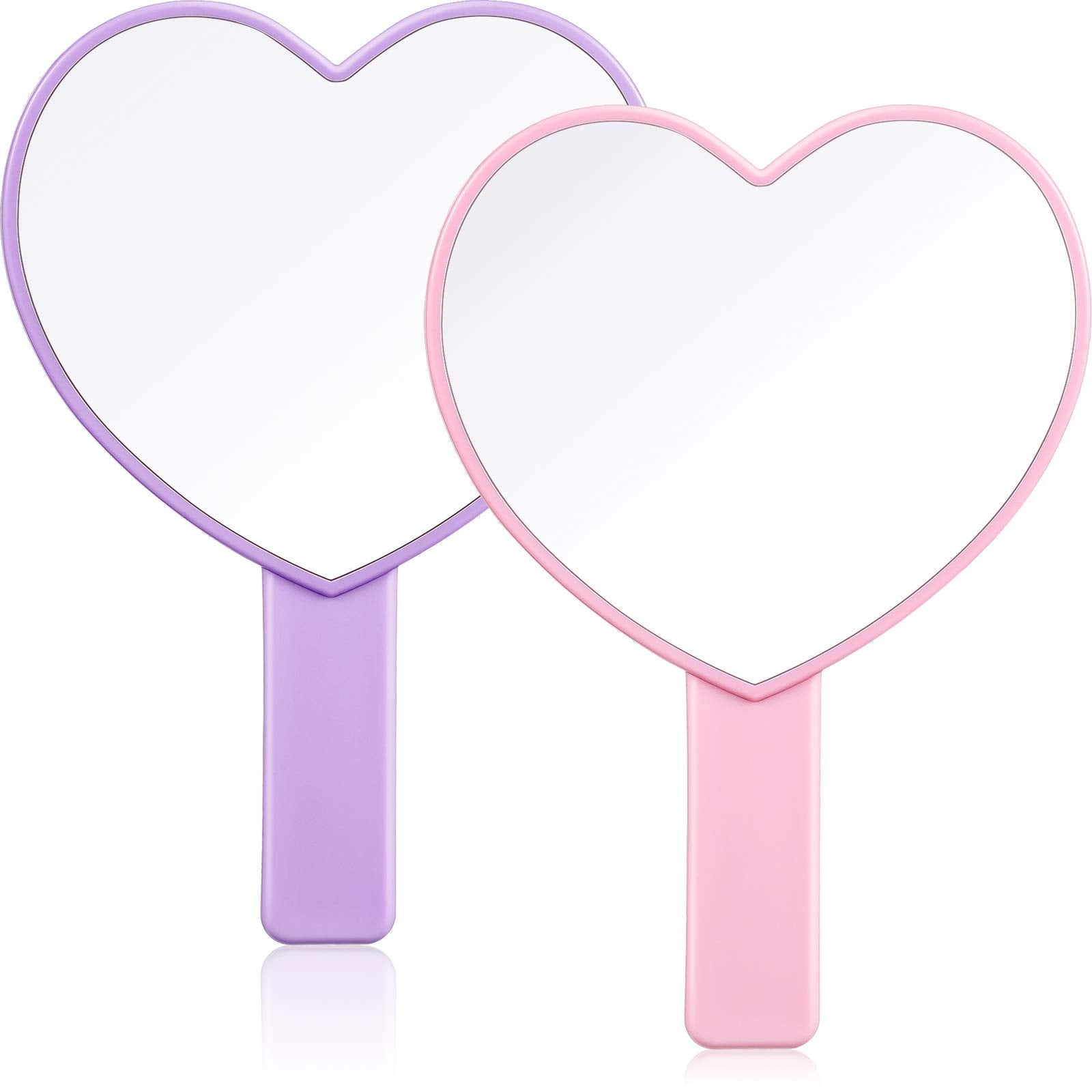 Jetec espejo de mano en forma de corazón rosa con asa, ideal para retoques rápidos